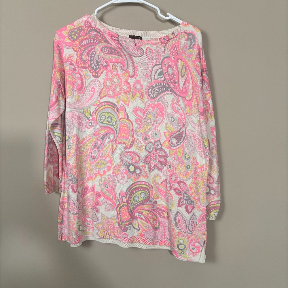 Talbots Pink Paisley Print Sweater - Size Large